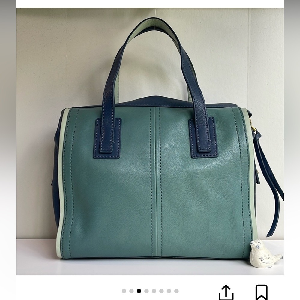 Fossil Green and Navy Satchel